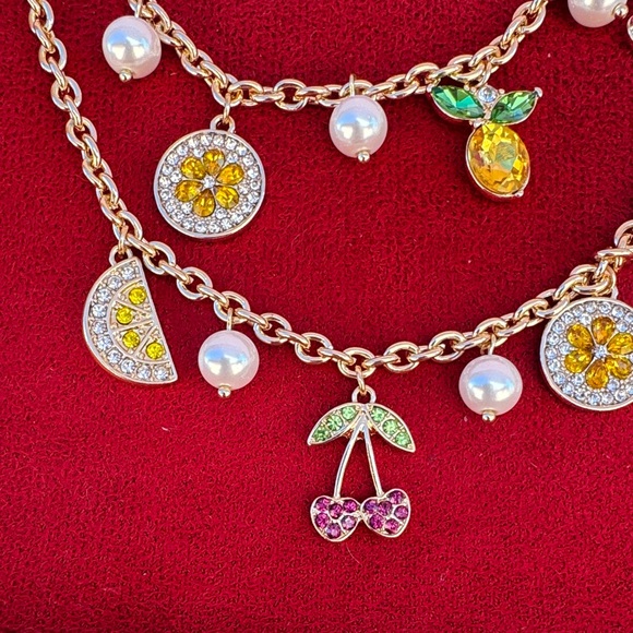 Monet Gold Necklace with Colorful Charms and Pearls - Picture 5 of 13